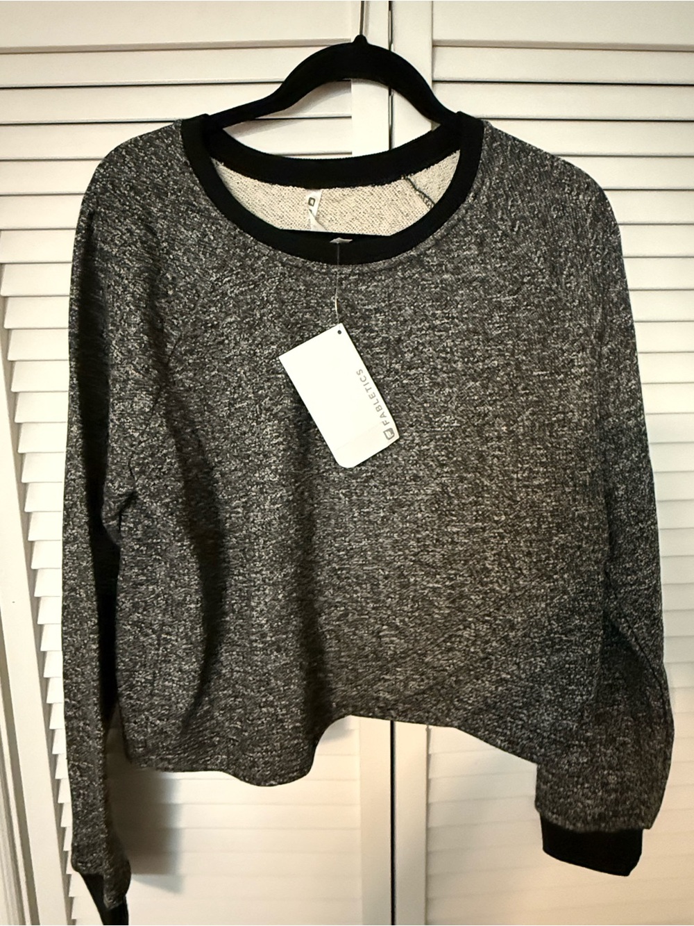 Fabletics Heather Grey Crewneck with Black Trim